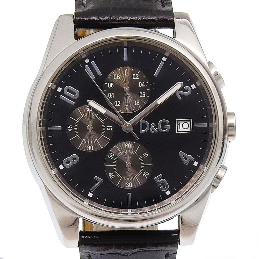 Dolce & Gabbana Sandpiper Stainless Steel Embossed Leather Quartz Chronograph