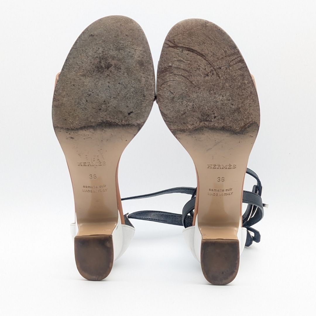 Hermes Manage Opunto Kelly Sandals Leather White Brown — view 8