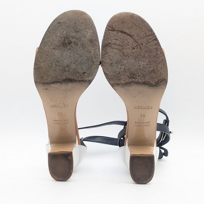 Hermes Manage Opunto Kelly Sandals Leather White Brown — view 8