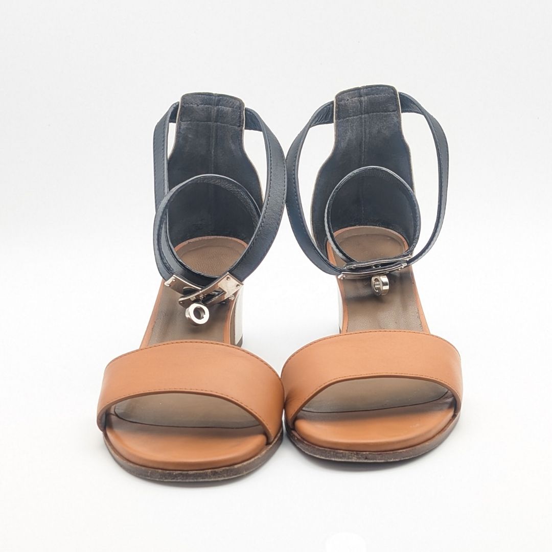 Hermes Manage Opunto Kelly Sandals Leather White Brown — view 4