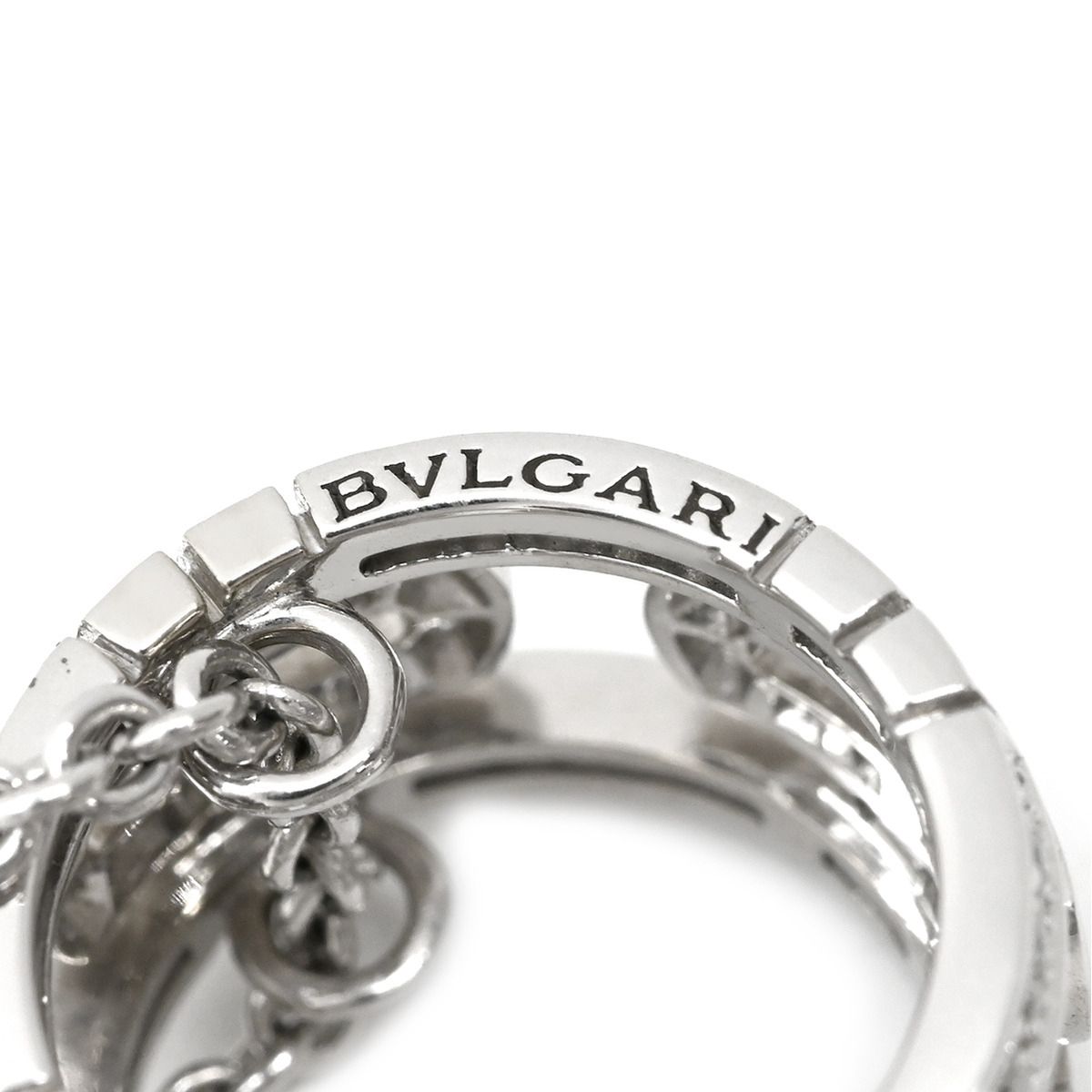 Bvlgari Necklace Open Parentesi Diamond White Gold Pendant 18K Full Pave — view 5