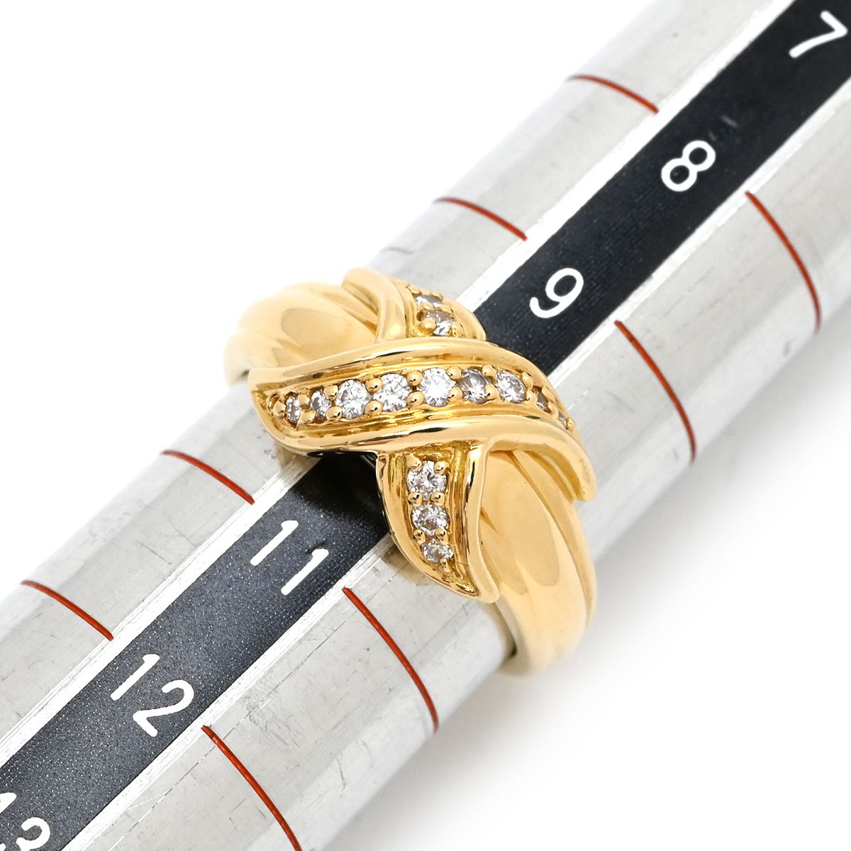Tiffany & Co Ring Signature Diamond Yellow Gold T& 750 18K Yellow Gold Cross — view 6