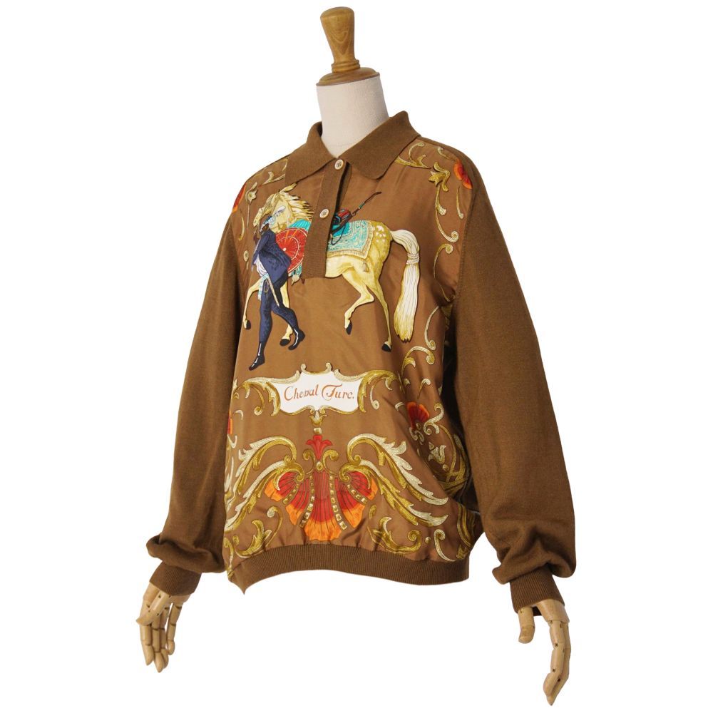 Hermes Vintage Shirt Knit Silk Reine All Over Pattern Sweater — view 4