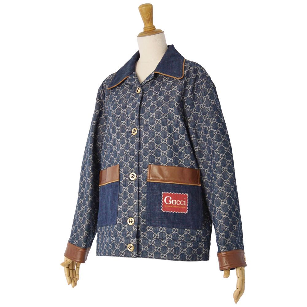 Gucci Jacket Denim GG Jacquard Leather — view 5