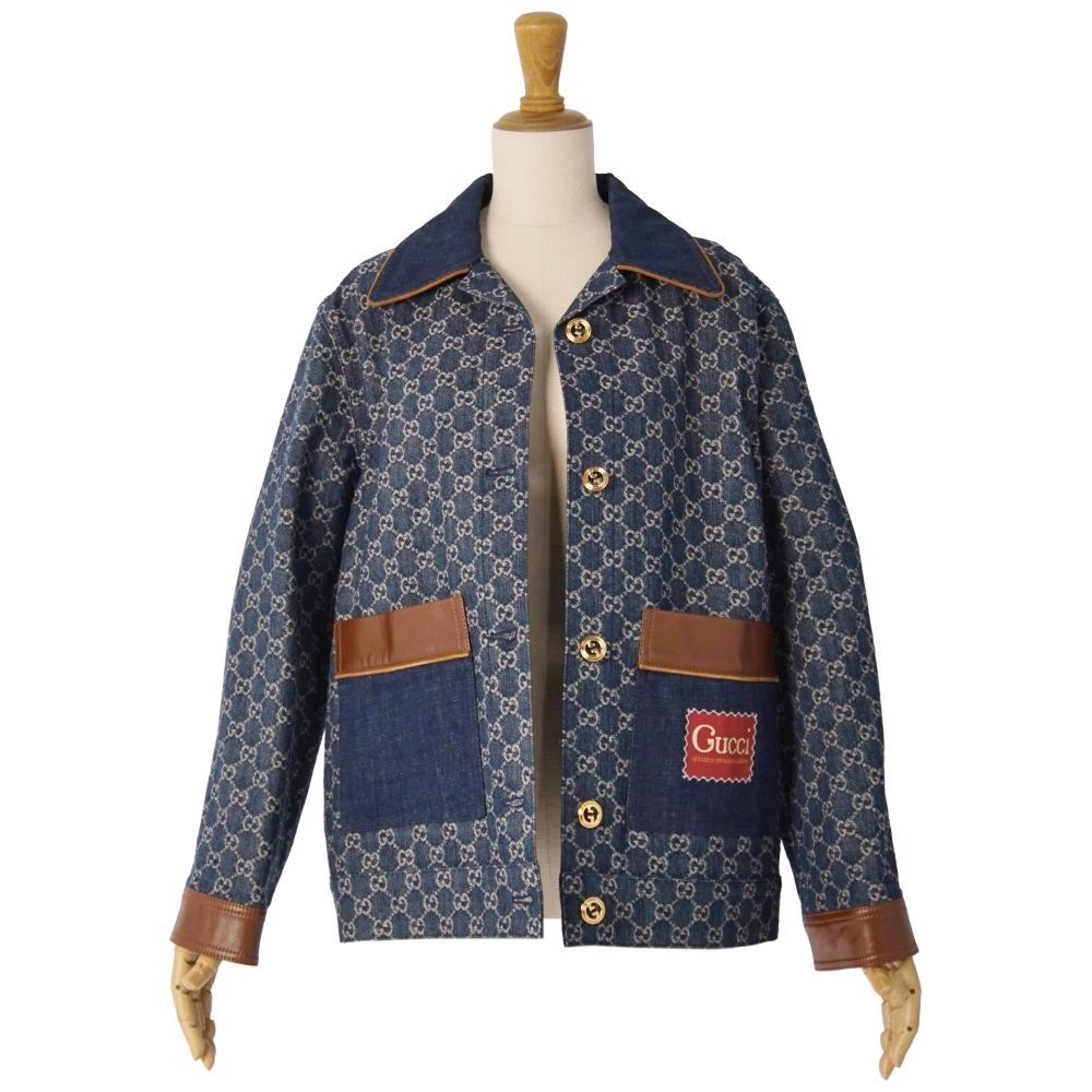 Gucci Jacket Denim GG Jacquard Leather — view 4