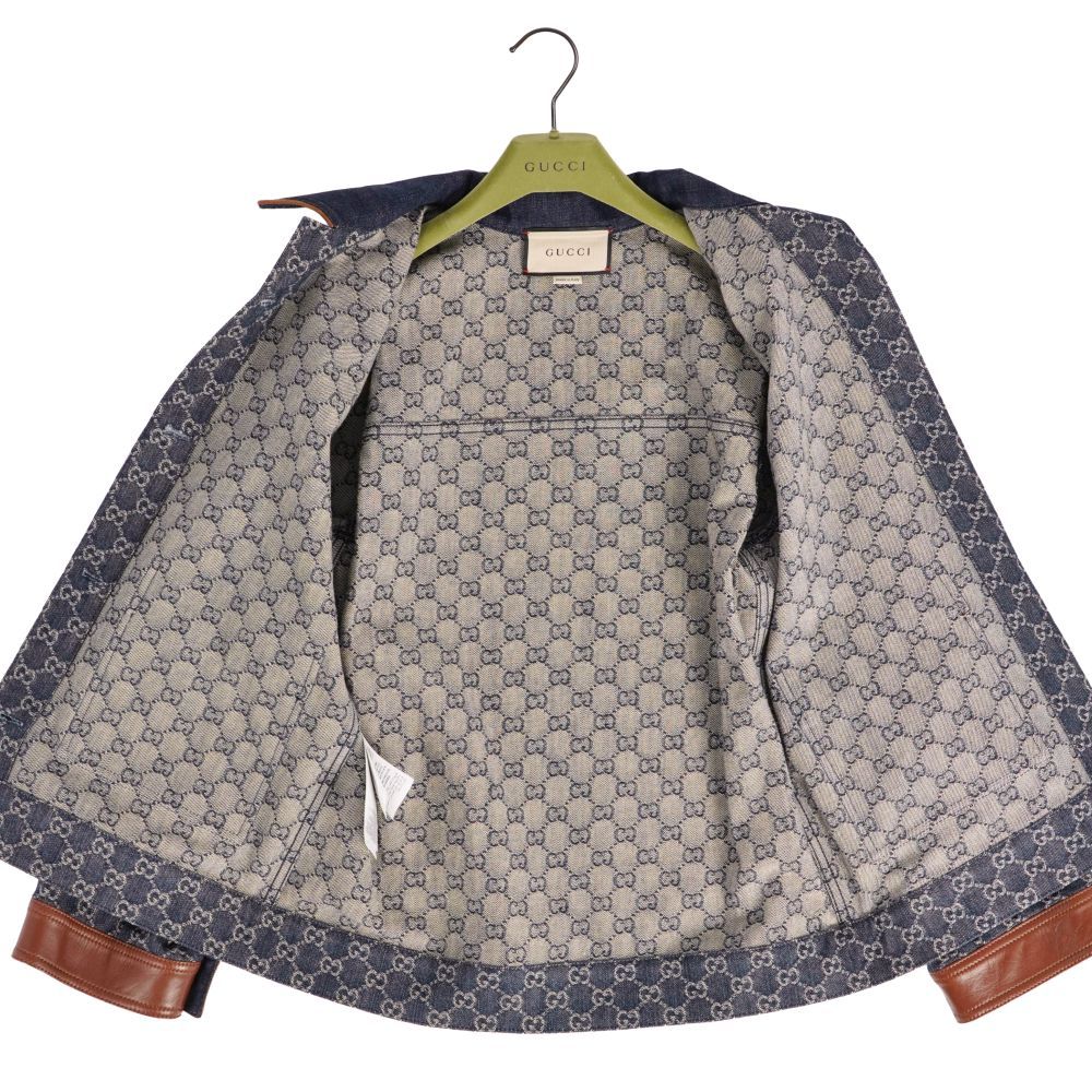Gucci Jacket Denim GG Jacquard Leather — view 7