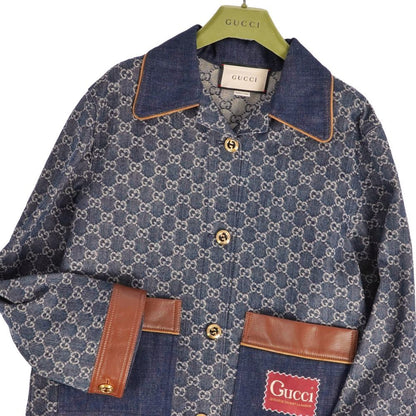 Gucci Jacket Denim GG Jacquard Leather — view 2