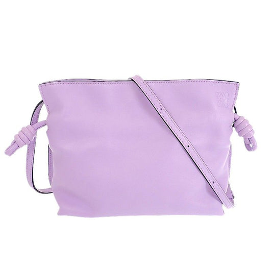 Loewe Flamenco Clutch Mini 2-Way Shoulder Bag Nappa Calfskin Purple Silver