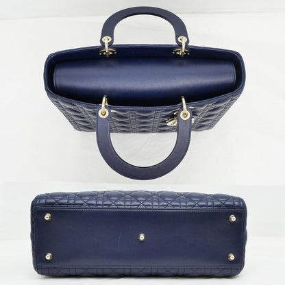 Dior Lady Dior Large Cannage Navy Gold Tote Bag — view 4