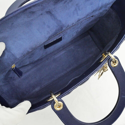 Dior Lady Dior Large Cannage Navy Gold Tote Bag — view 5