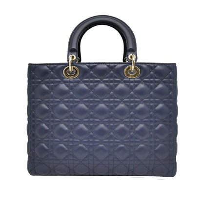 Dior Lady Dior Large Cannage Navy Gold Tote Bag — view 2