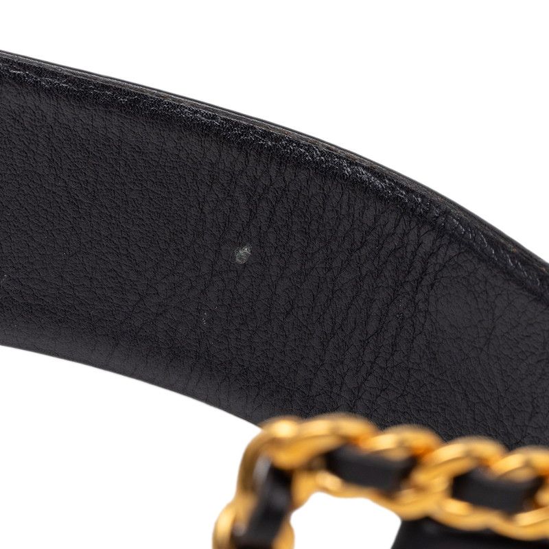 Chanel CC Logo Chain Buckle Belt 93 Black Gold Lambskin Plated — view 5