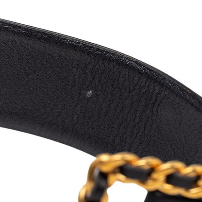 Chanel CC Logo Chain Buckle Belt 93 Black Gold Lambskin Plated — view 5
