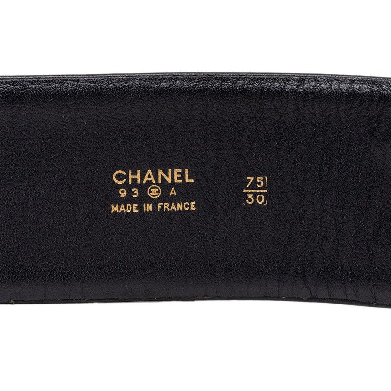 Chanel CC Logo Chain Buckle Belt 93 Black Gold Lambskin Plated — view 7