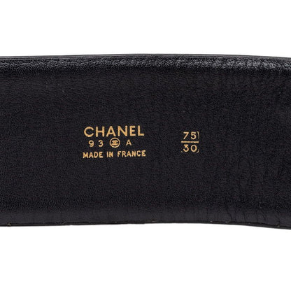 Chanel CC Logo Chain Buckle Belt 93 Black Gold Lambskin Plated — view 7