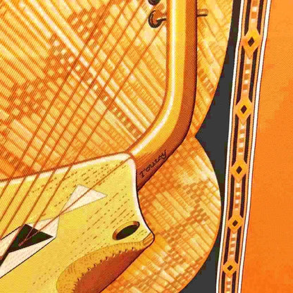 Hermes Au Son du Tam Carre 90 Large Scarf Orange — view 7