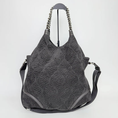 Chanel Sports Line CC Logo Chain Shoulder Bag Suede Leather Gray Silver Vintage — view 5