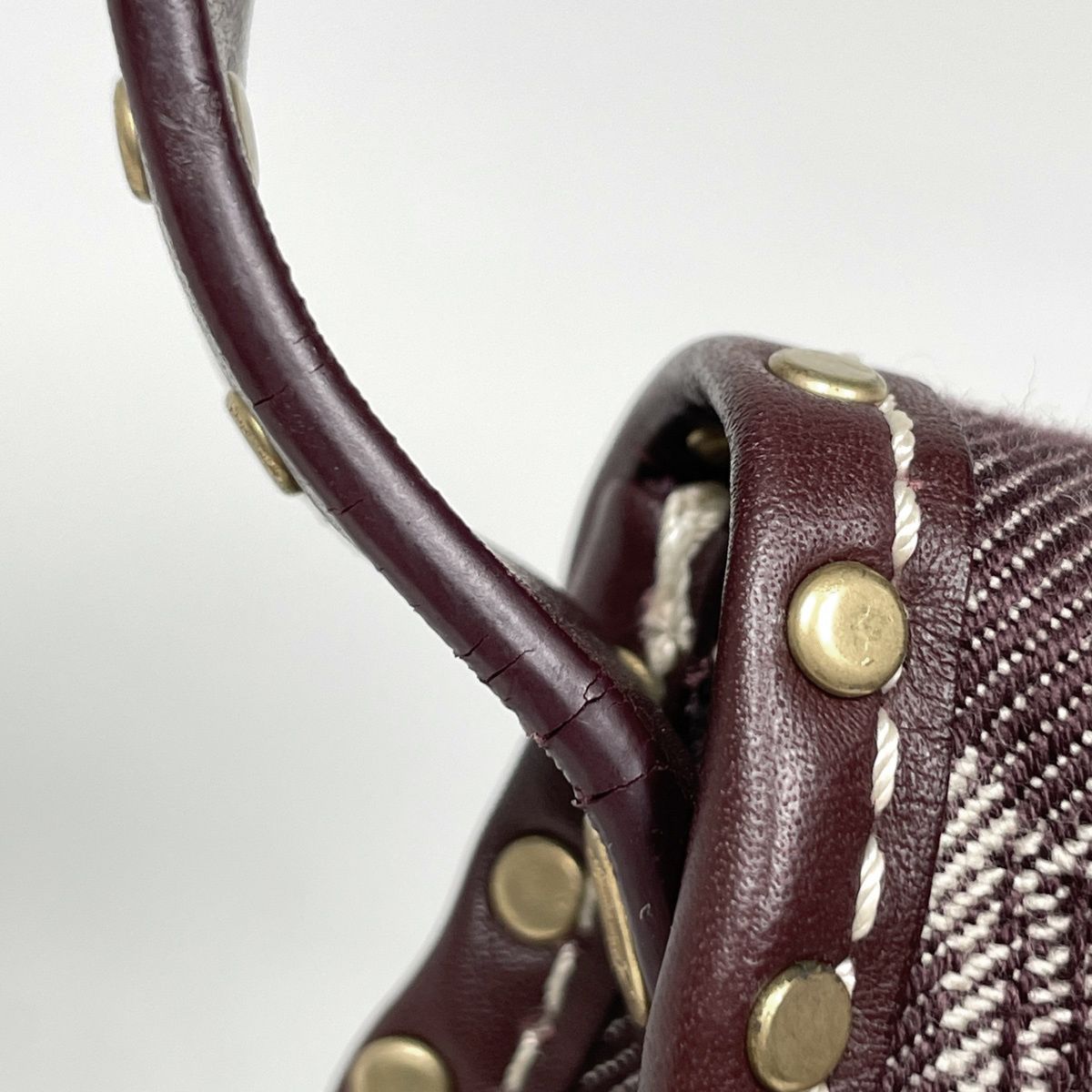 Celine Paris Macadam Shoulder Bag Studs Denim Bordeaux — view 5
