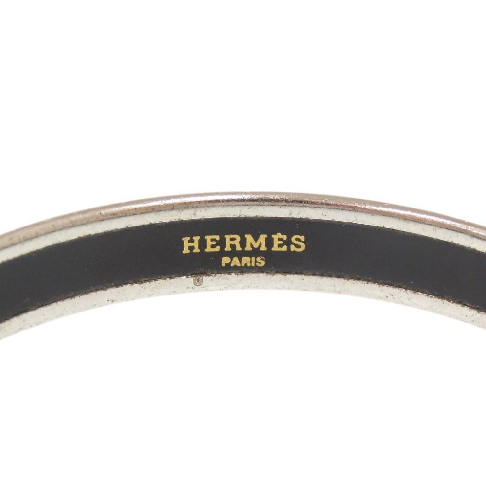 Hermes Enamel PM Dolphin Metal Silver Blue Bangle Bracelet — view 5