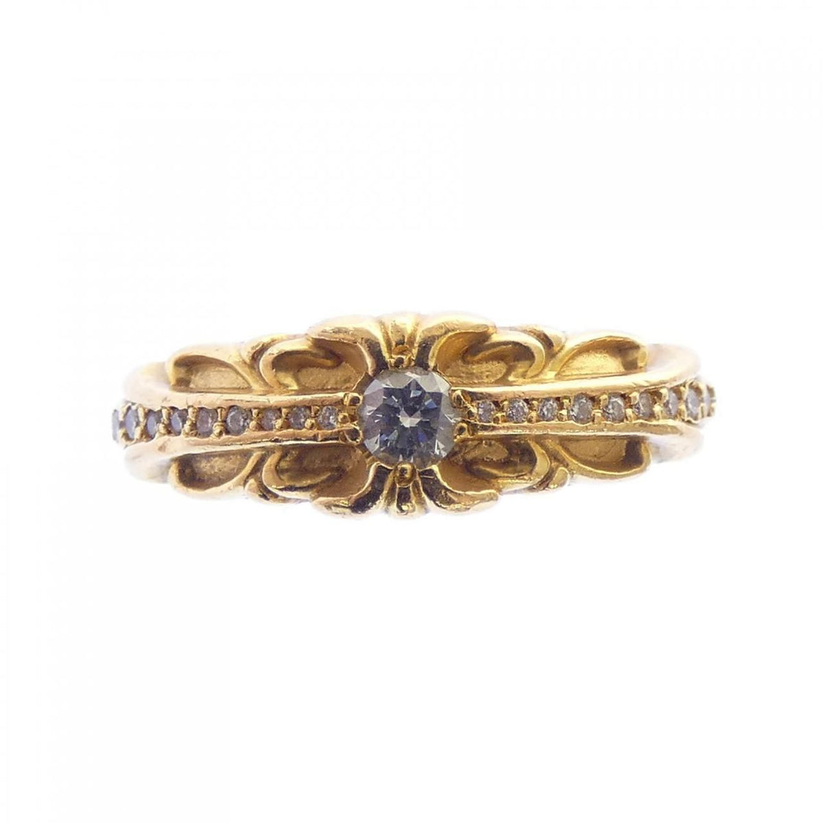 Chrome Hearts Baby Classic Floral Cross Dmnd Pave Ring — view 2