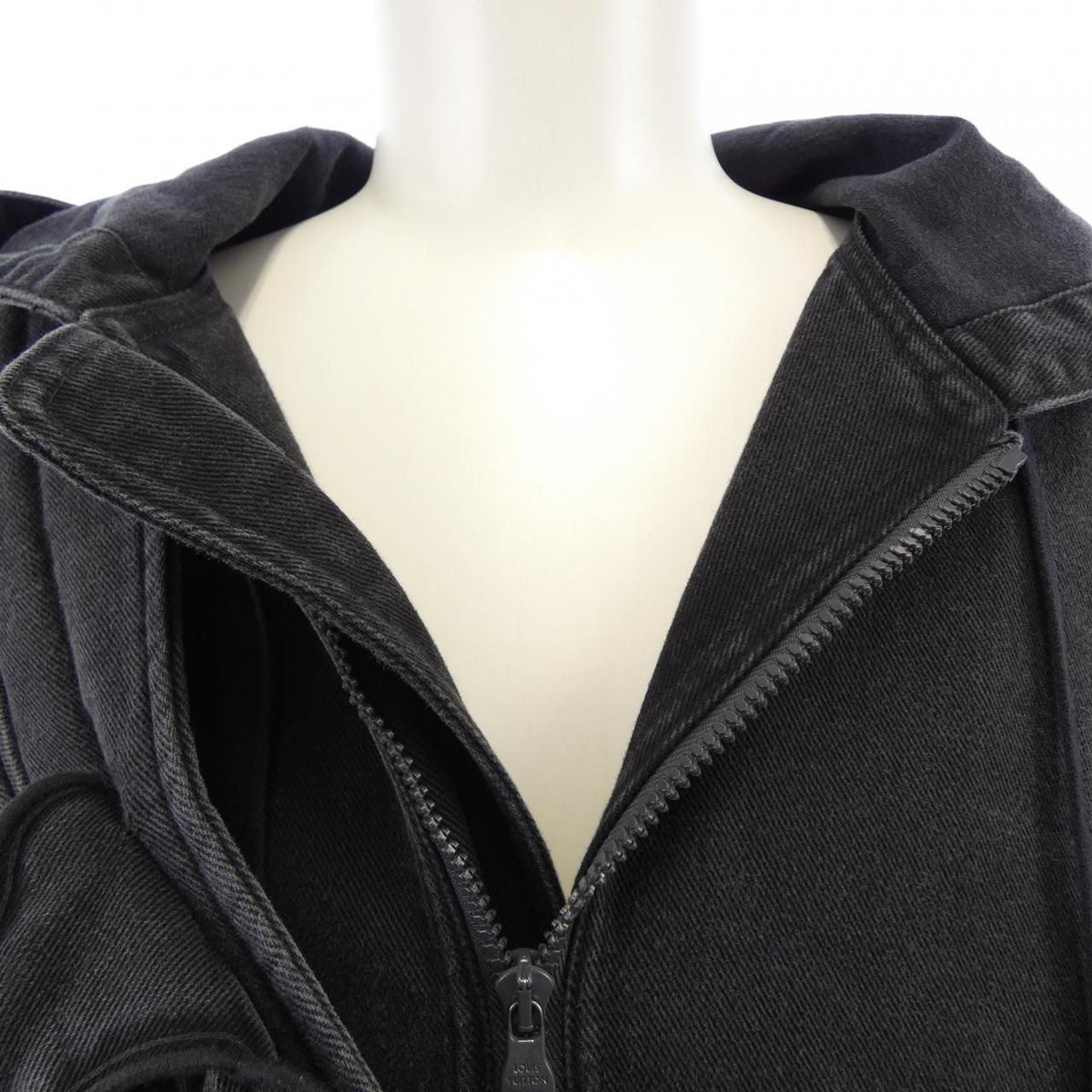 Louis Vuitton Zip Thro Denim Hoodie with Sash and Patch — view 5