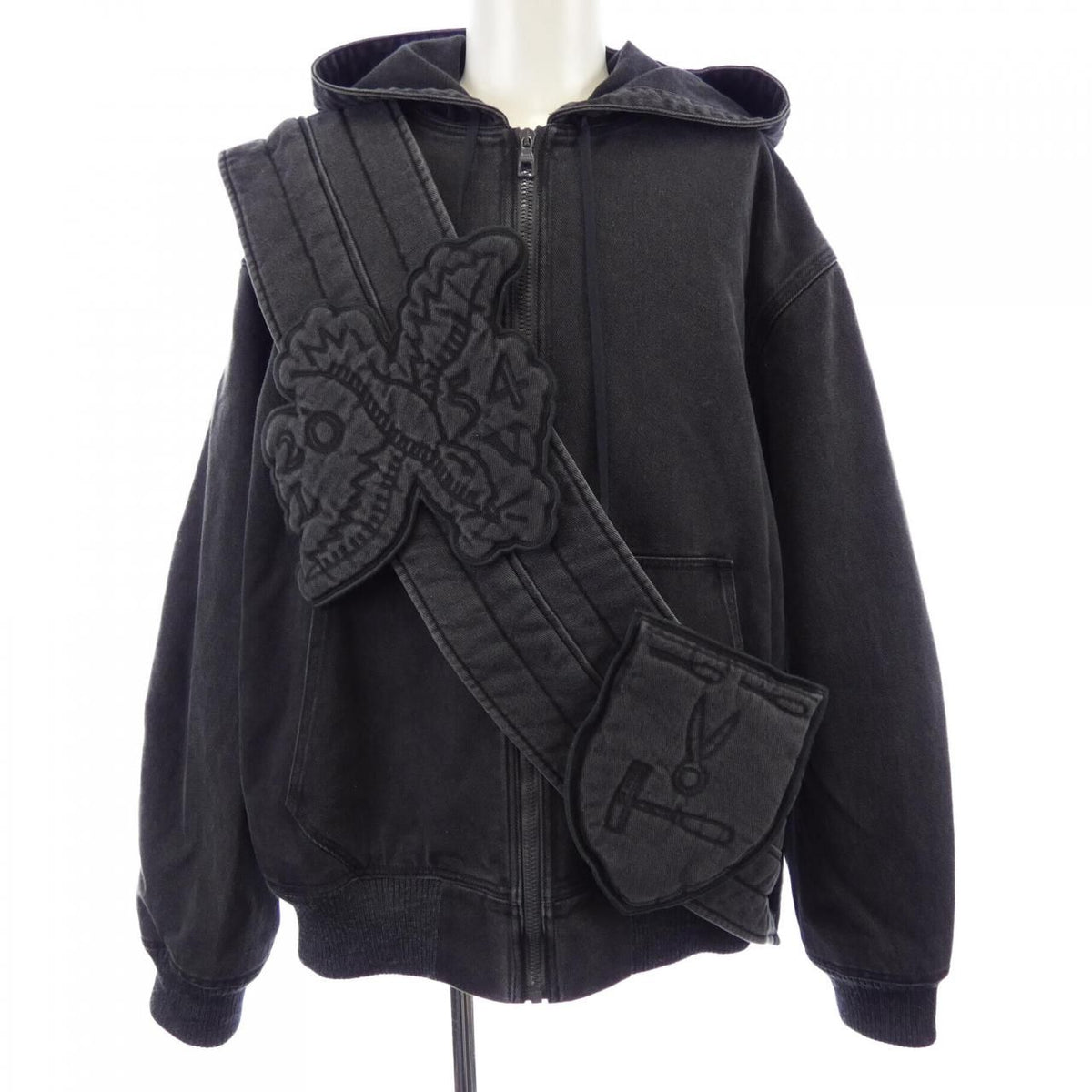 Louis Vuitton Zip Thro Denim Hoodie with Sash and Patch