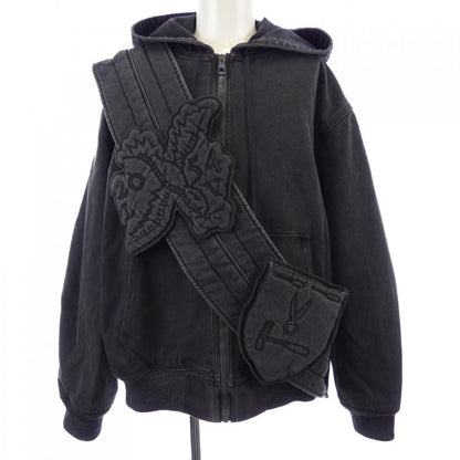 Louis Vuitton Zip Thro Denim Hoodie with Sash and Patch
