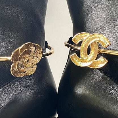 Chanel Cruise CC Logo Metal Ring Leather Boots Black 36.5 — view 8