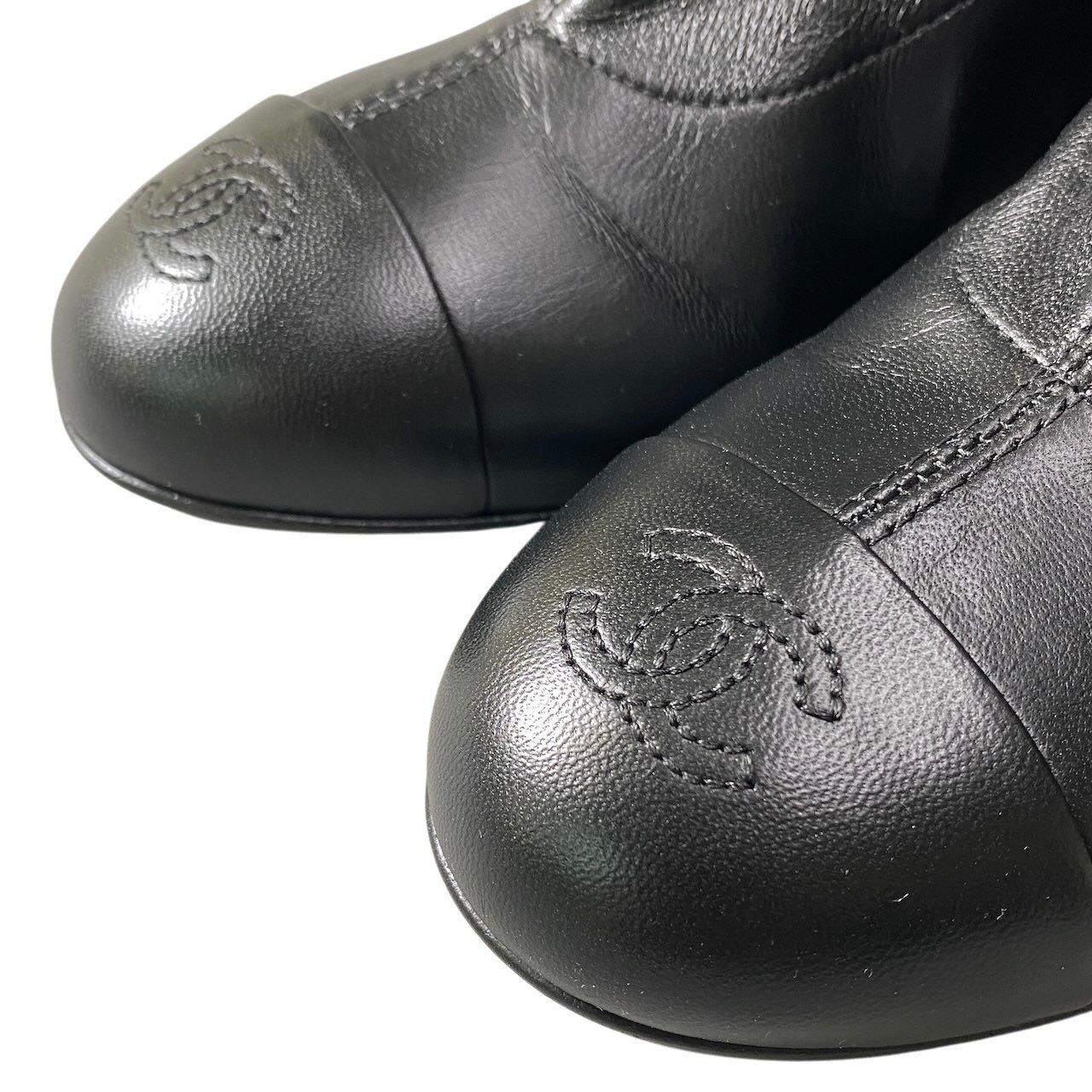 Chanel Cruise CC Logo Metal Ring Leather Boots Black 36.5 — view 7