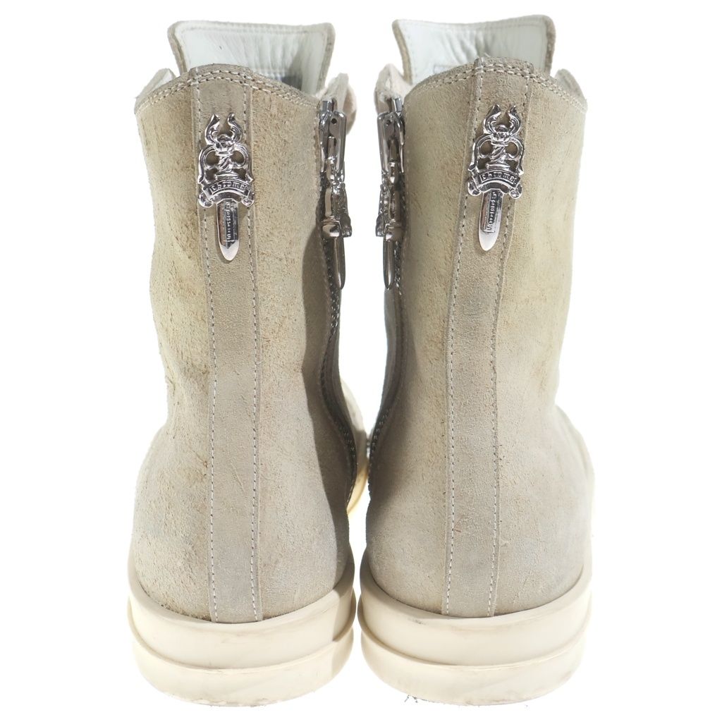 Chrome Hearts Rick Owens Ramones Silver Decorative Leather High-Top Sneakers — view 3
