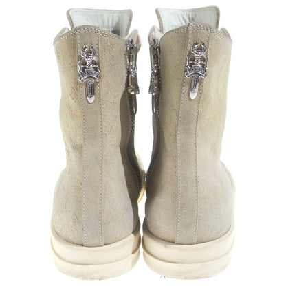 Chrome Hearts Rick Owens Ramones Silver Decorative Leather High-Top Sneakers — view 3