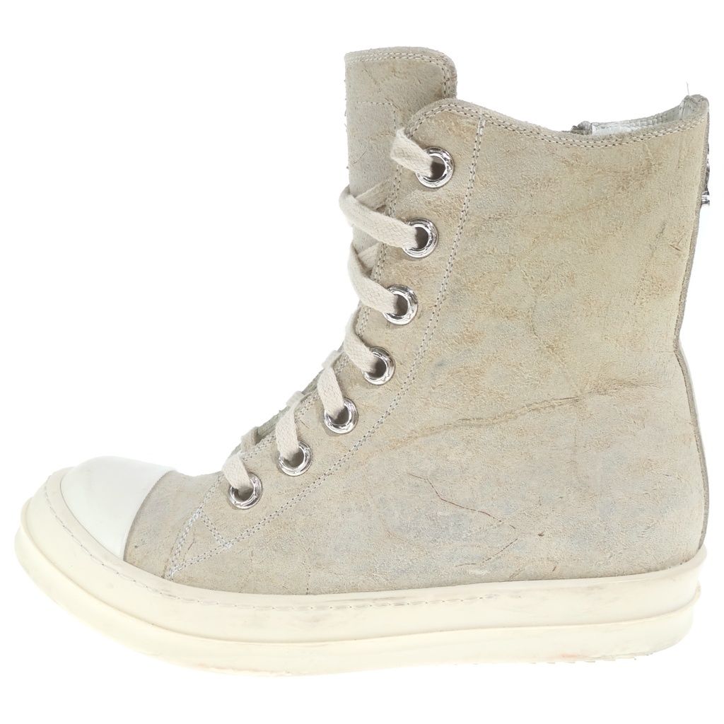 Chrome Hearts Rick Owens Ramones Silver Decorative Leather High-Top Sneakers