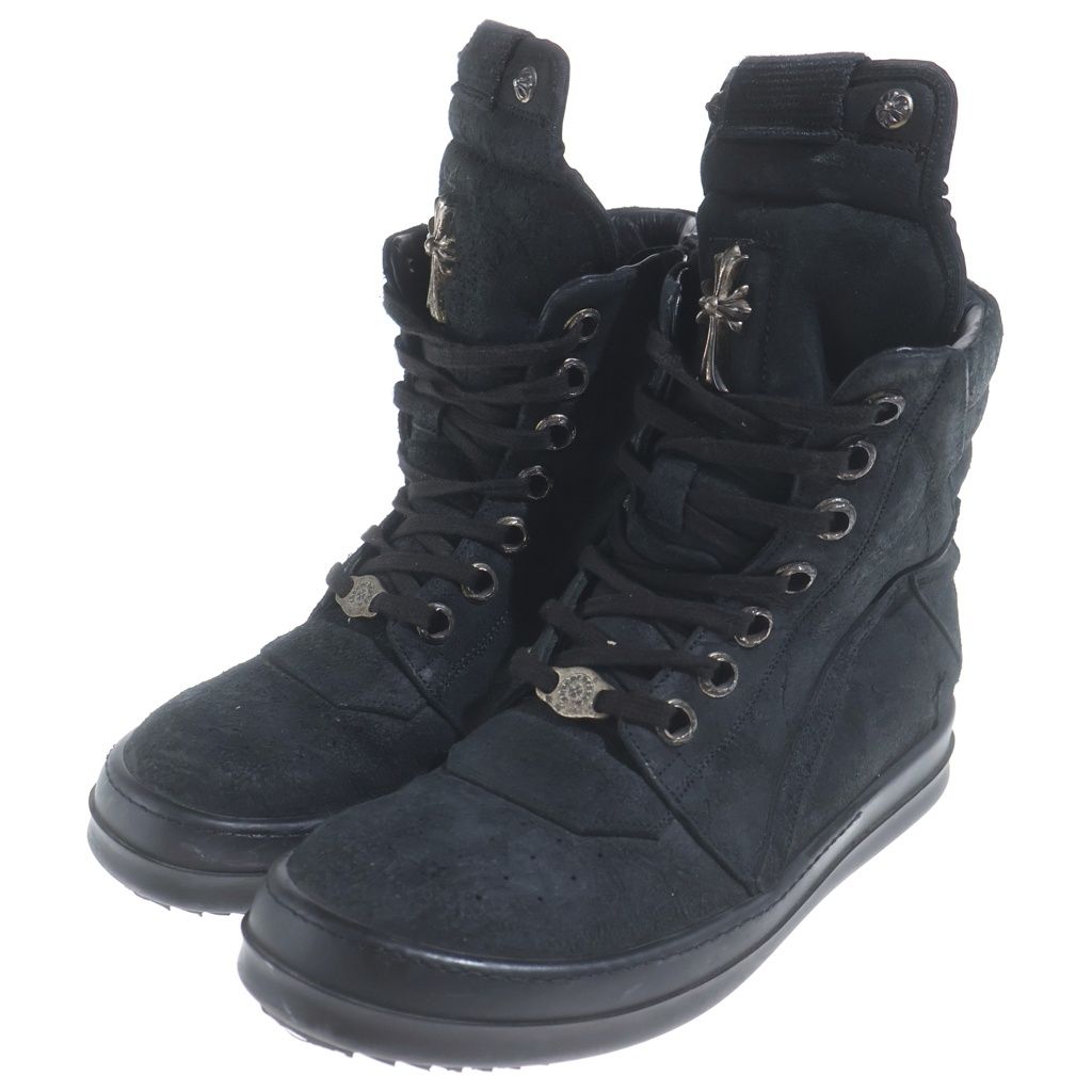 Chrome Hearts Rick Owens Geobasket CH Cross Decoration Leather High-Top Sneakers — view 2