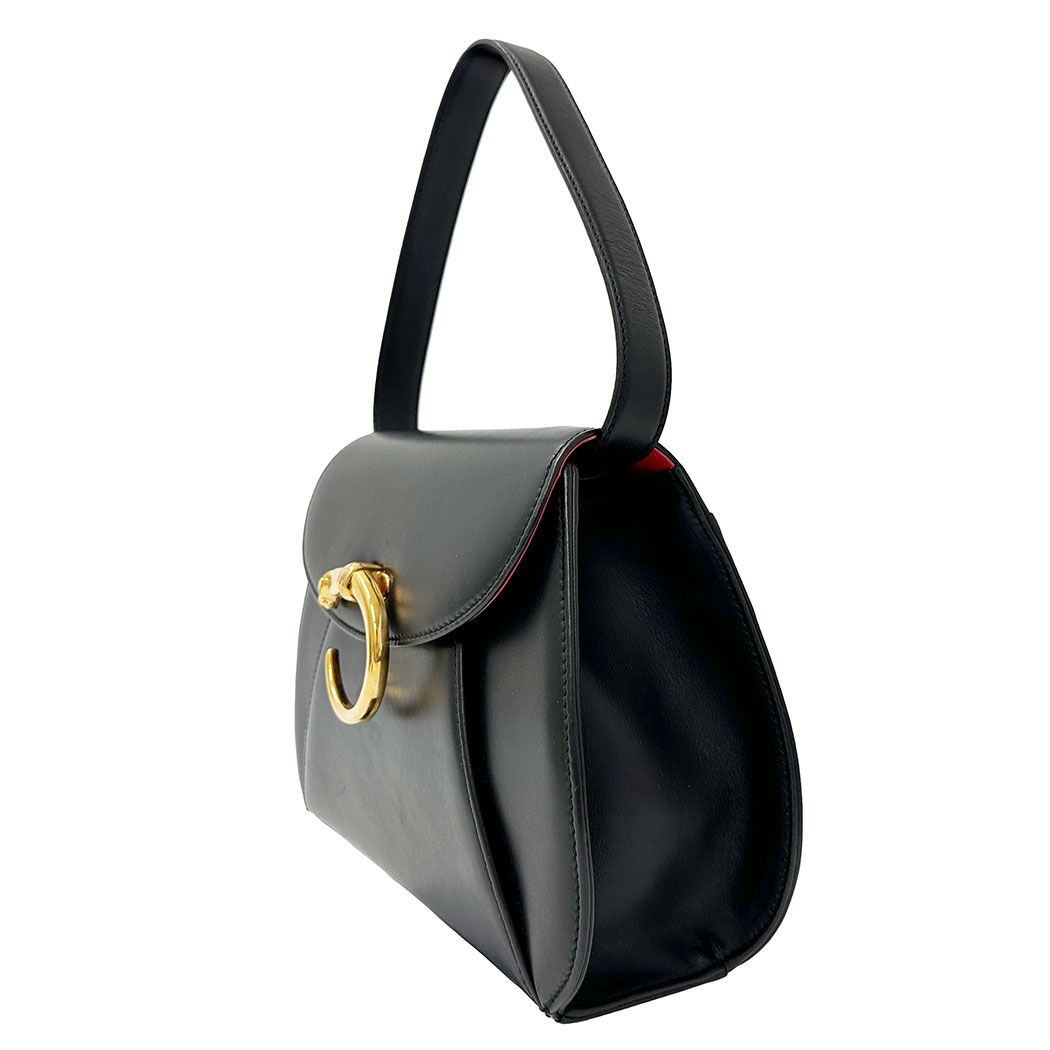 Cartier 2-Way Shoulder Bag Leather Panthère Black Handle Simple Adult — view 4