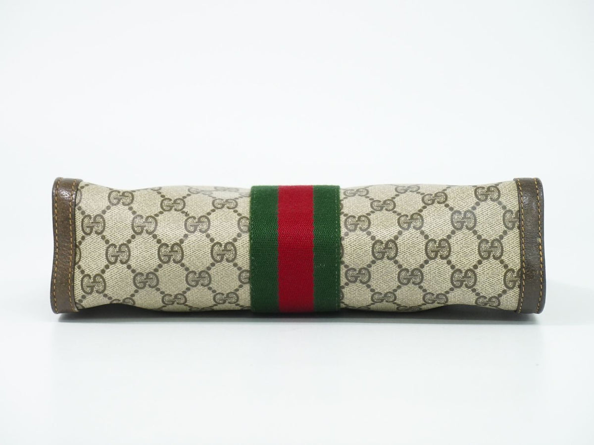 Gucci Vintage Sherry Line GG Supreme Clutch Beige Brown — view 3