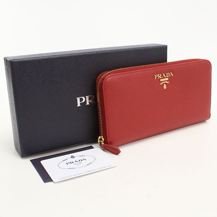 Prada Zip Around Saffiano Leather Wallet