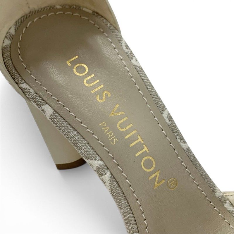 Louis Vuitton Silhouette Line Monogram Sandals Shoes Canvas Leather Light Gray — view 7