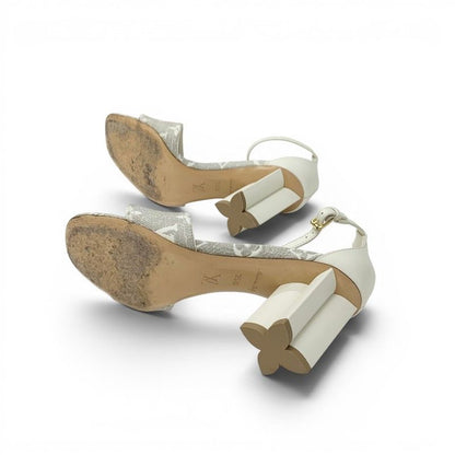 Louis Vuitton Silhouette Line Monogram Sandals Shoes Canvas Leather Light Gray — view 6