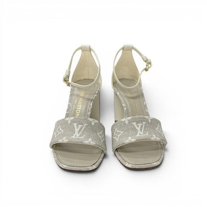 Louis Vuitton Silhouette Line Monogram Sandals Shoes Canvas Leather Light Gray — view 2