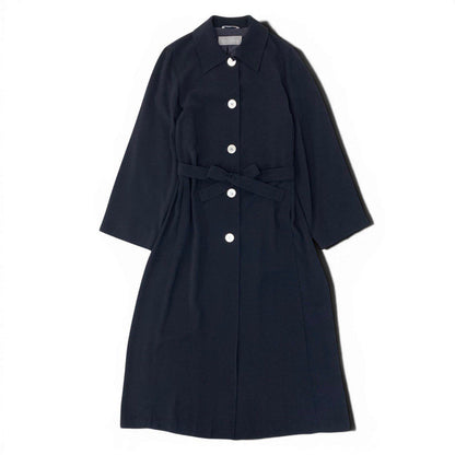 Max Mara Soutien Collar Coat Long Lightweight 40 Navy — view 2