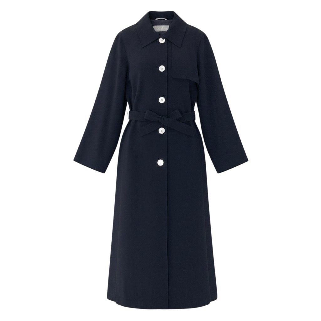 Max Mara Soutien Collar Coat Long Lightweight 40 Navy