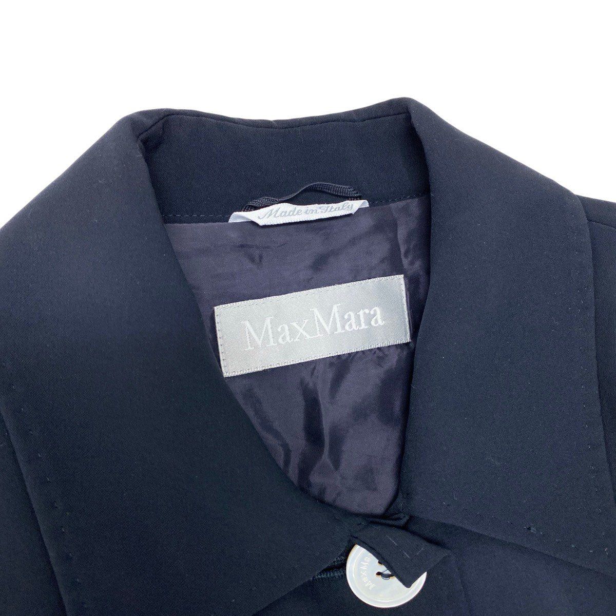 Max Mara Soutien Collar Coat Long Lightweight 40 Navy — view 8