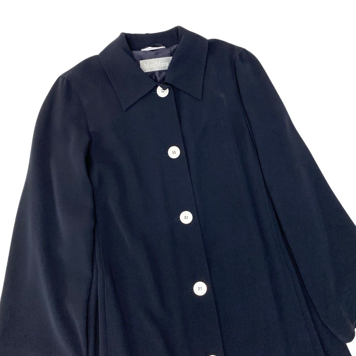 Max Mara Soutien Collar Coat Long Lightweight 40 Navy — view 5