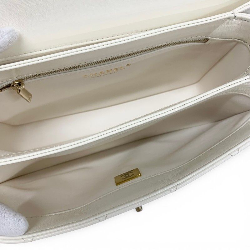 Chanel Trendy CC Shoulder Bag White Gold CC Logo Turnlock Rhinestone Chain 2-Way — view 7