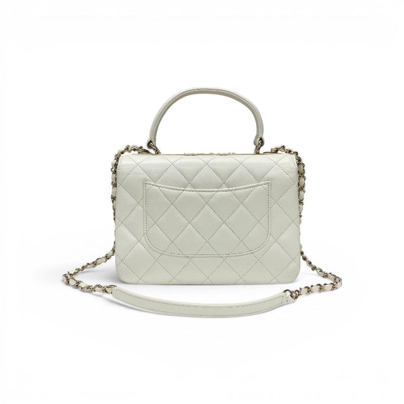 Chanel Trendy CC Shoulder Bag White Gold CC Logo Turnlock Rhinestone Chain 2-Way — view 3