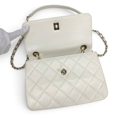 Chanel Trendy CC Shoulder Bag White Gold CC Logo Turnlock Rhinestone Chain 2-Way — view 6