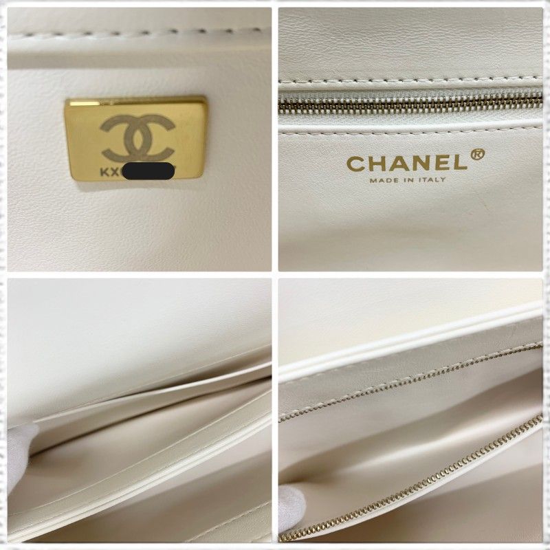 Chanel Trendy CC Shoulder Bag White Gold CC Logo Turnlock Rhinestone Chain 2-Way — view 8