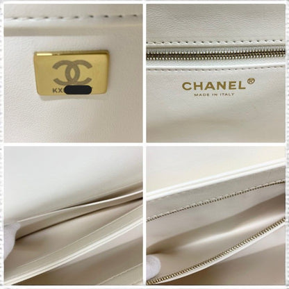 Chanel Trendy CC Shoulder Bag White Gold CC Logo Turnlock Rhinestone Chain 2-Way — view 8