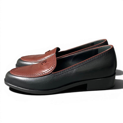 Chanel CC Logo Loafers c Brown Black Leather Female 36 — view 3