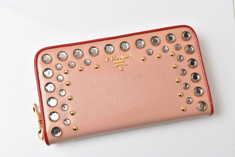 Prada Wallet Zip Around Pink Beige Rose Biju — view 2